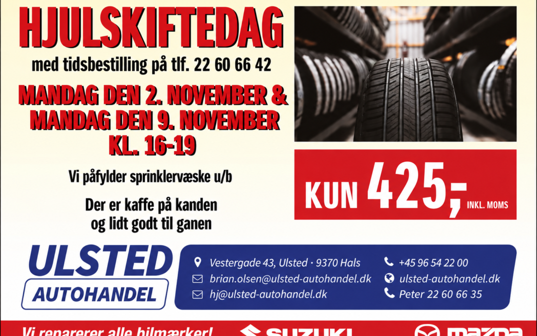 Hjulskiftedag hos Ulsted Autohandel - oktober 2026